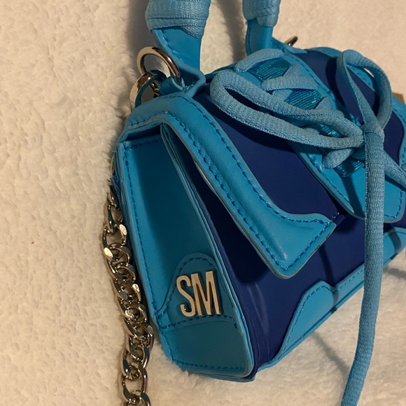 NWT Stave Madden BDORAA Turquoise Micro Mini Silver Chain Bag - Picture 4 of 11